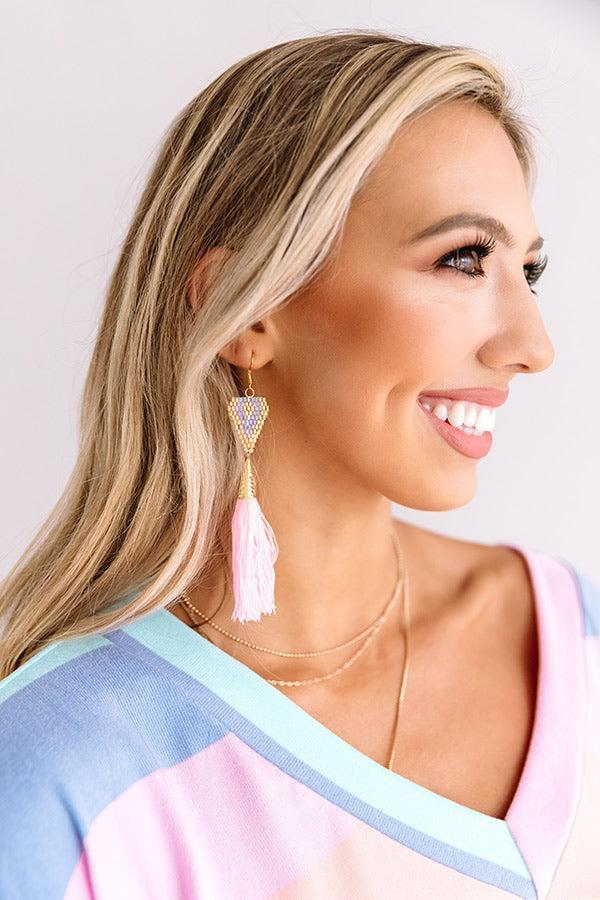 Sweet On Summer Tassel Earrings In Pink Product Image