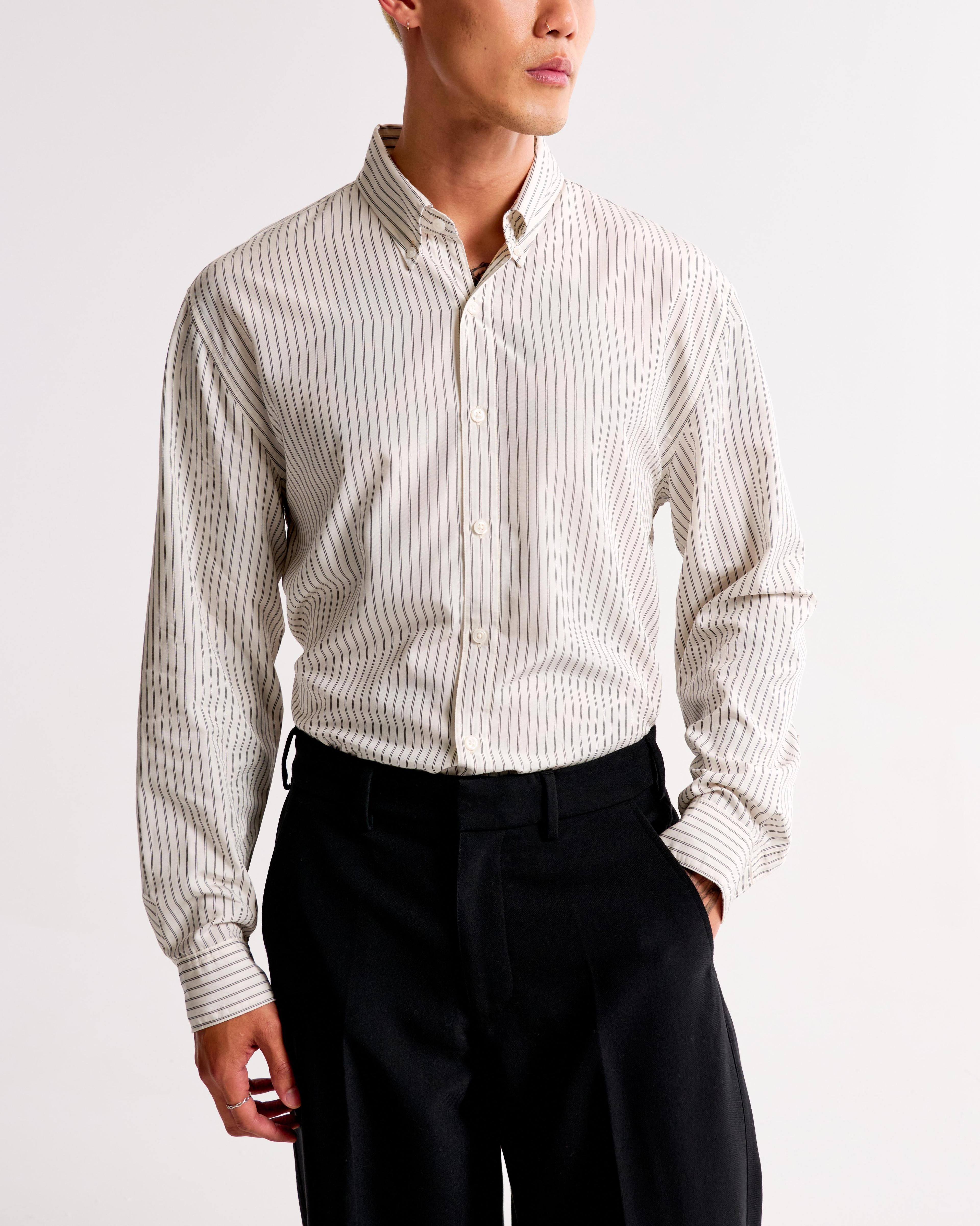 Long-Sleeve Cupro Button-Up Shirt Product Image