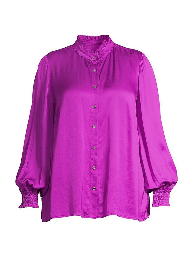 MAYES NYC Torie Ruffle Collar Satin Blouse Product Image