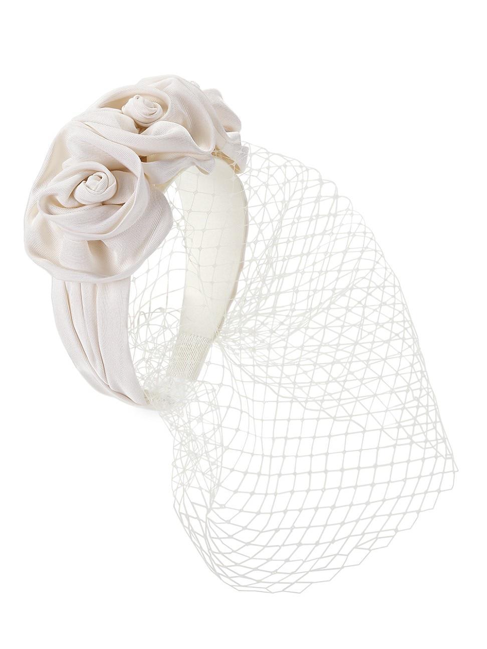 Womens Triple Rosette Veil Headband Product Image