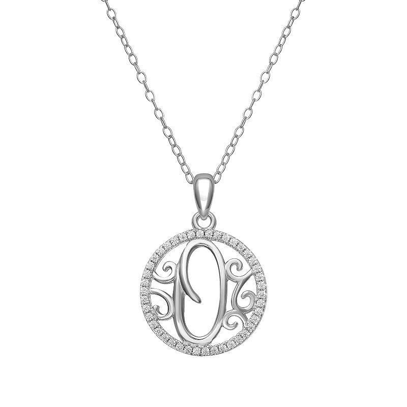 PRIMROSE Sterling Silver Cubic Zirconia Initial Pendant Necklace, Womens Product Image