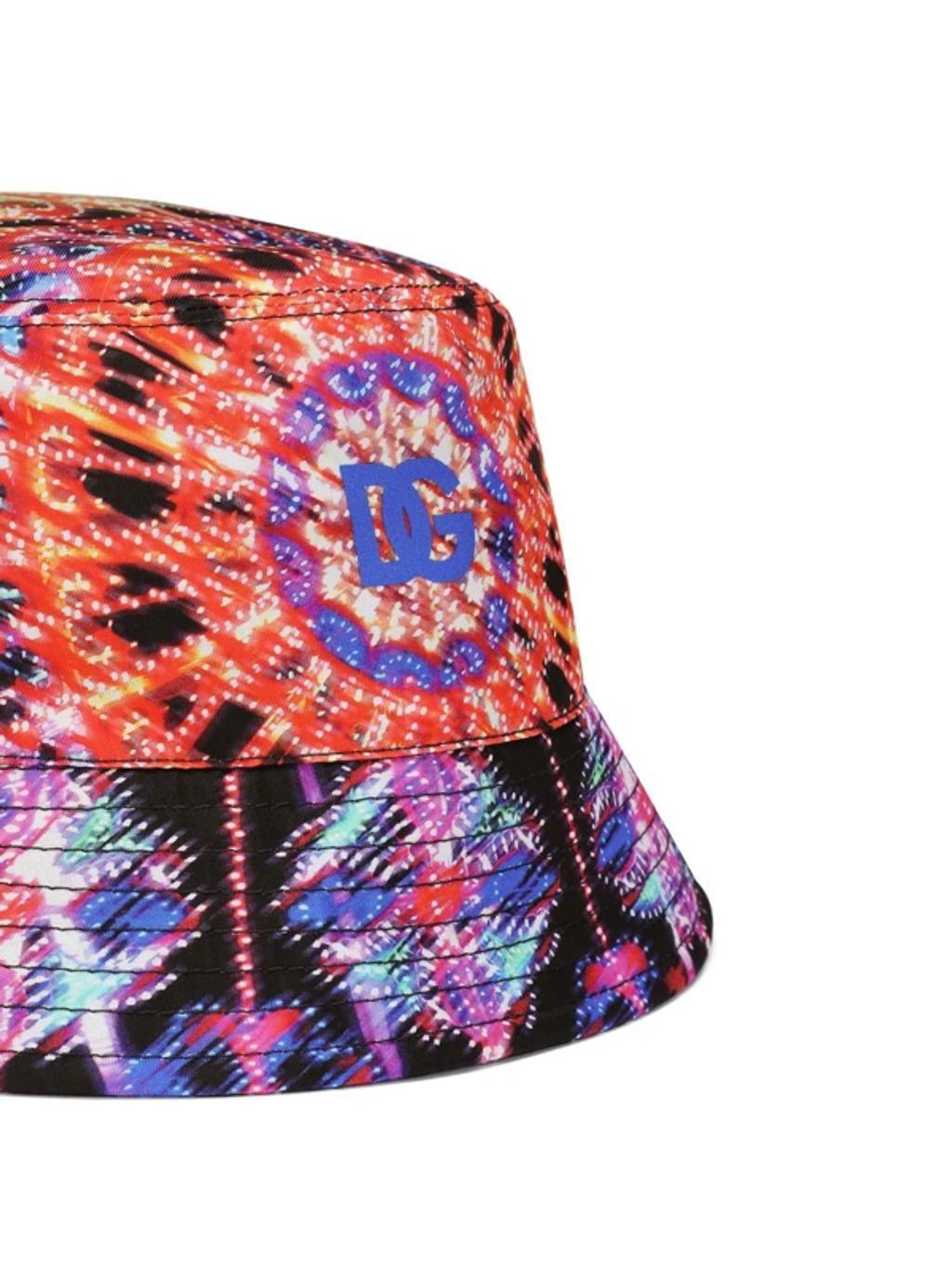 Psychedelic Print Bucket Hat In Multicolour Product Image