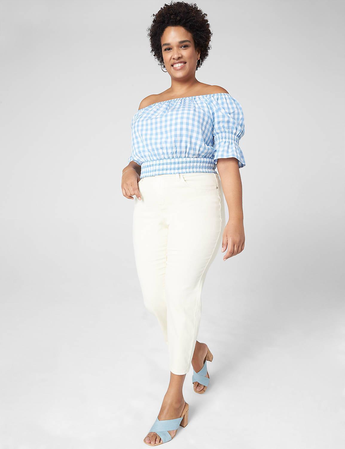 Classic Crop Off-The-Shoulder Plaid Top product image