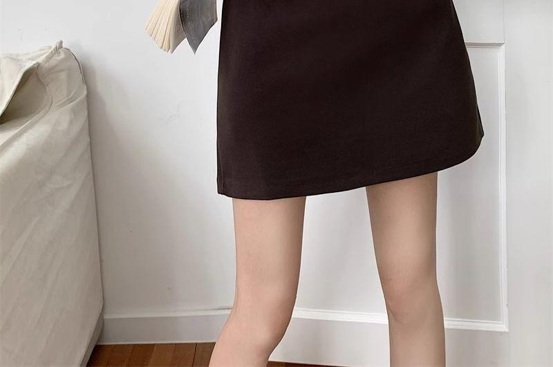 High Rise Plain Mini A-Line Skirt Product Image