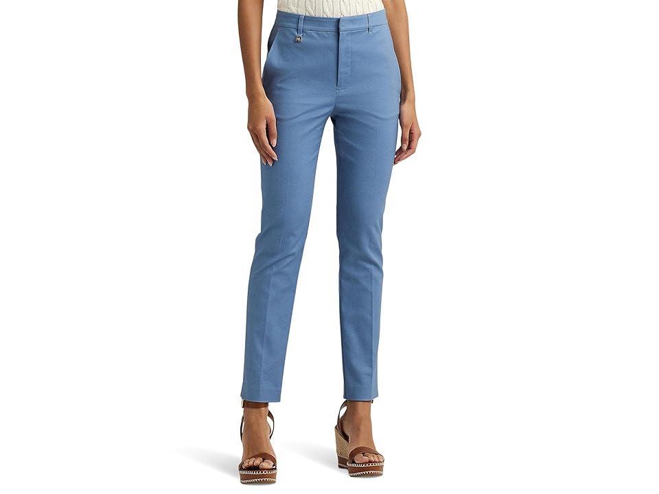 Lauren Ralph Lauren Stretch Cotton-Blend Pants (Pale Azure) Women's Casual Pants Product Image