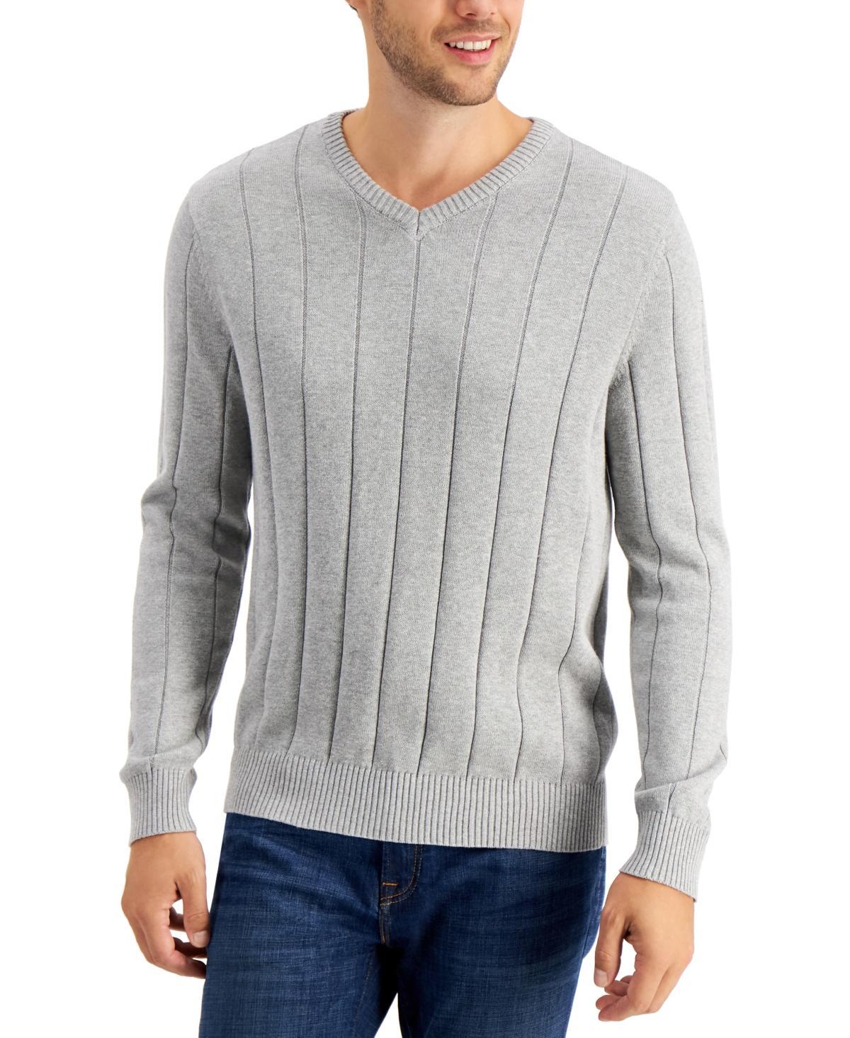 Club Room Mens Drop-Needle V-Neck Cotton Sweater, Created for Macys Product Image