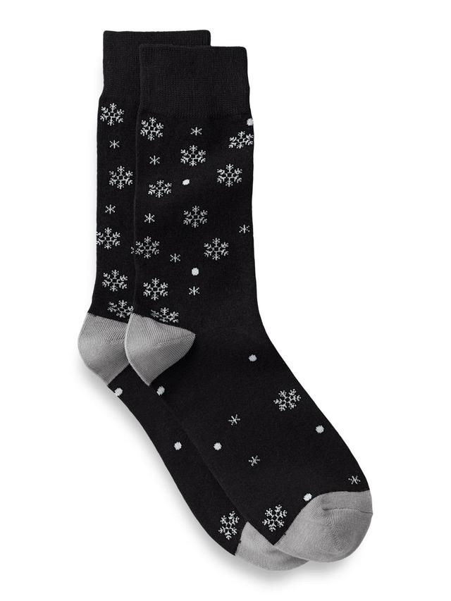 Snowflake Cotton Blend Socks - Black Product Image