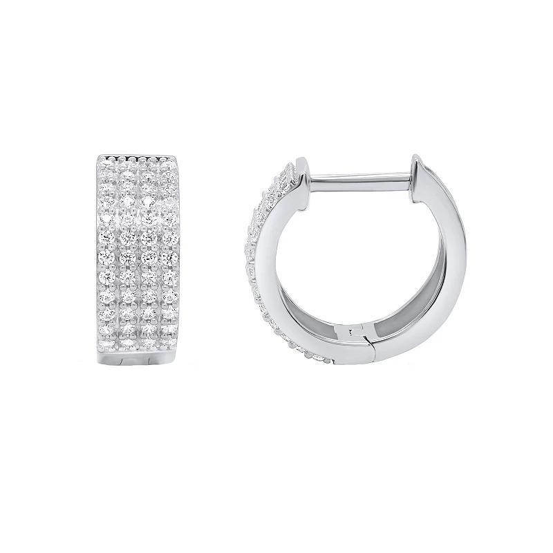 14k Gold Over Silver 1/2 Carat T.W. Diamond Hoop Earrings, Womens, White Product Image