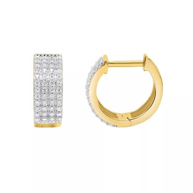 14k Gold Over Silver 1/2 Carat T.W. Diamond Hoop Earrings, Womens, Gold Tone Product Image