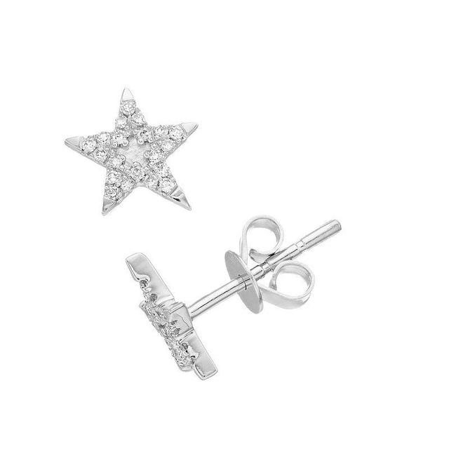 Ava Blue 14k White Gold 1/10 Carat T.W. Diamond Star Earrings, Womens Product Image