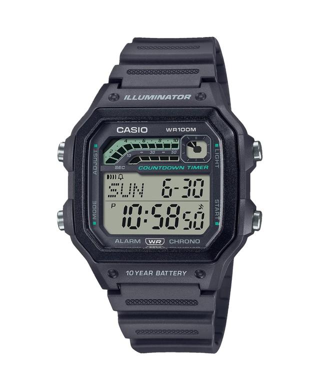 Casio Mens Digital Gray Resin Watch 42.1mm, WS1600H-8AV - Gray Product Image