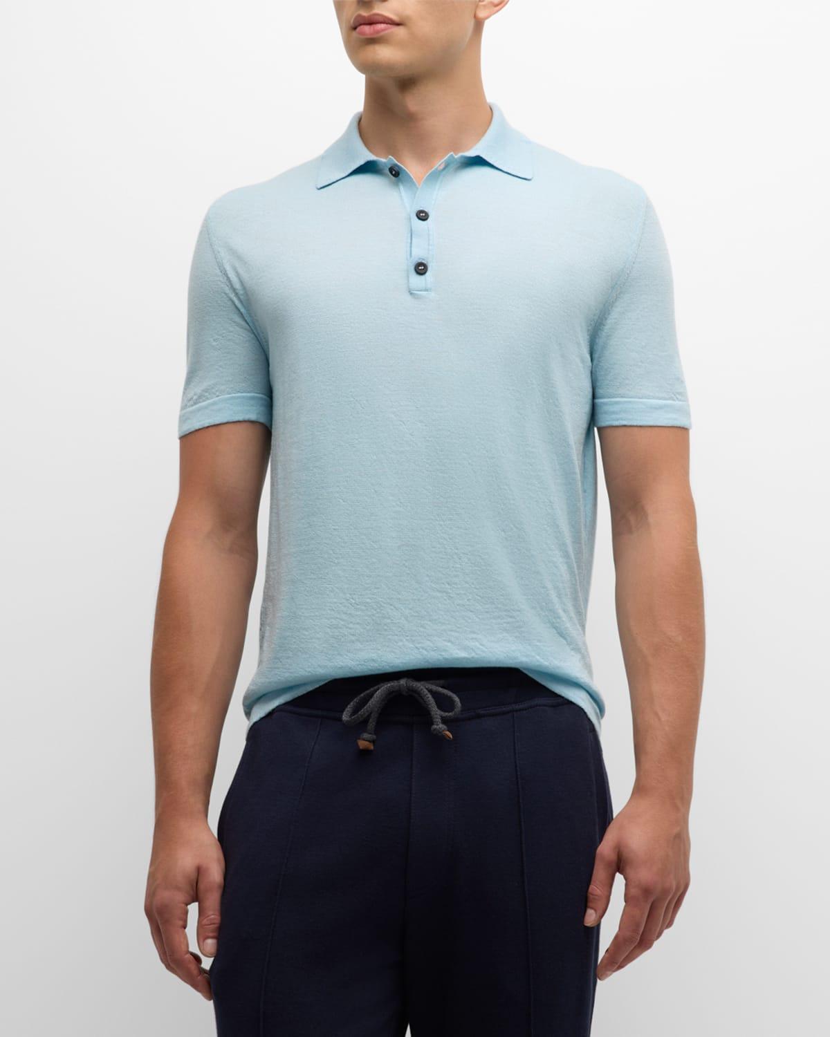 Mens Wool and Silk Polo Shirt Product Image