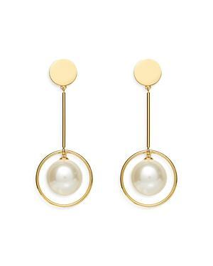 Lele Sadoughi Pendulum Linear Imitation Pearl Drop Earrings in 14K Gold Plated Product Image