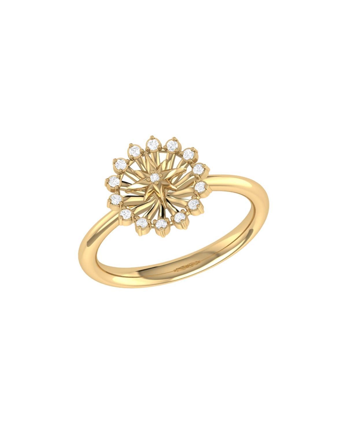 LuvMyJewelry Starburst Design Yellow Gold Plated Sterling Silver Diamond Women Ring Product Image