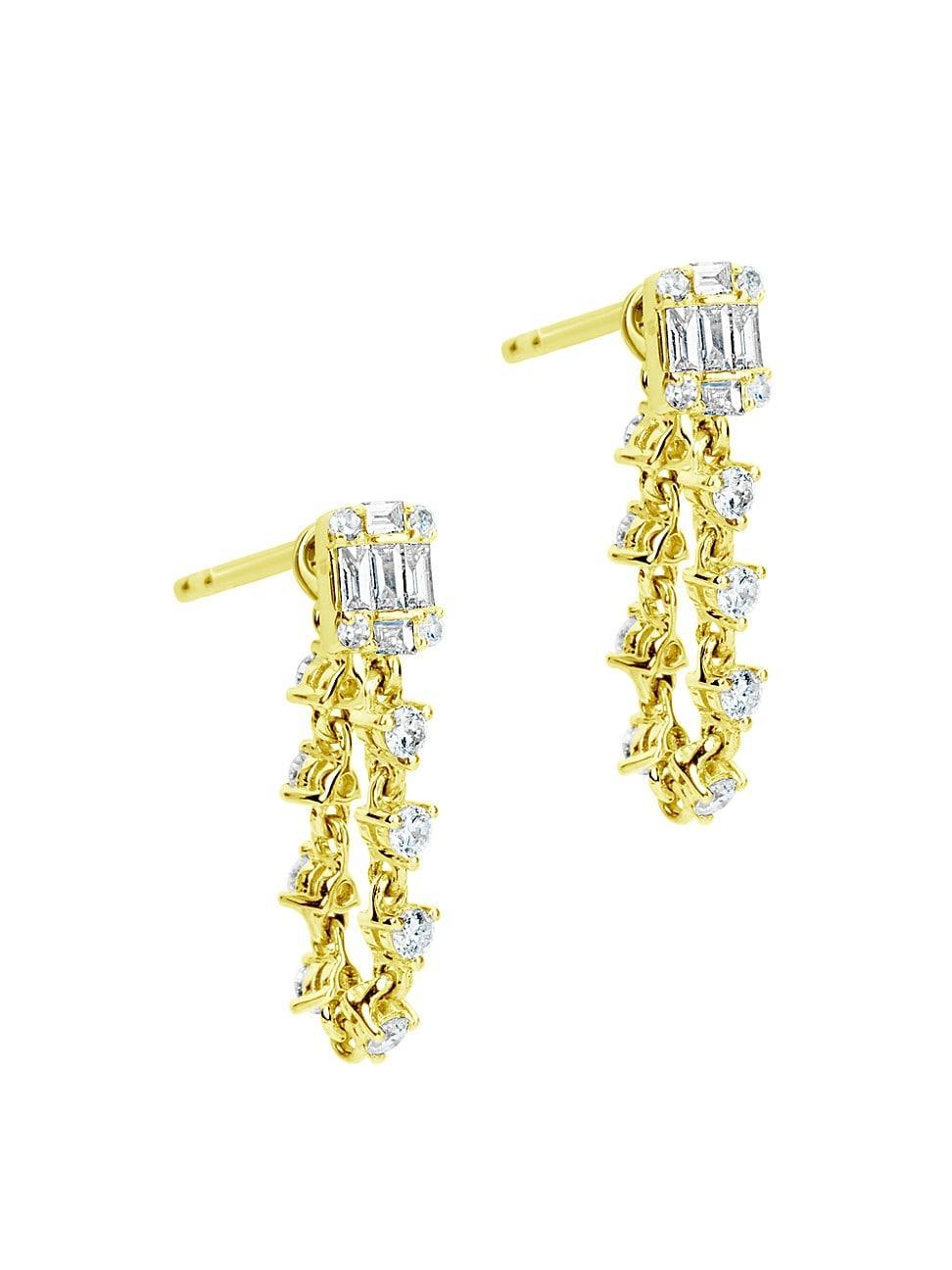 Womens 14K Yellow Gold & 0.49 TCW Diamond Loop Earrings Product Image