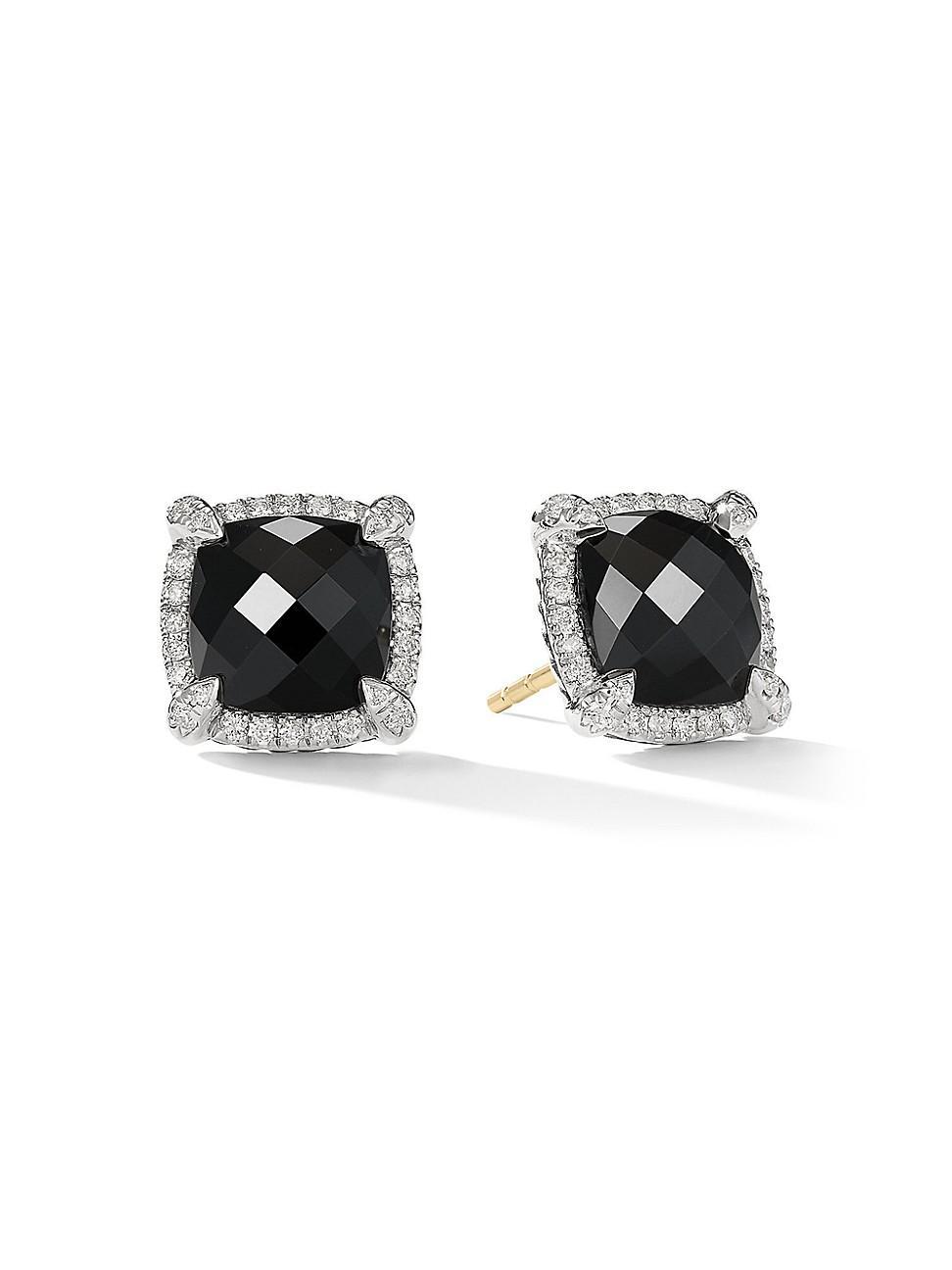 Womens Chatelaine Pav Bezel Stud Earrings with Diamonds Product Image