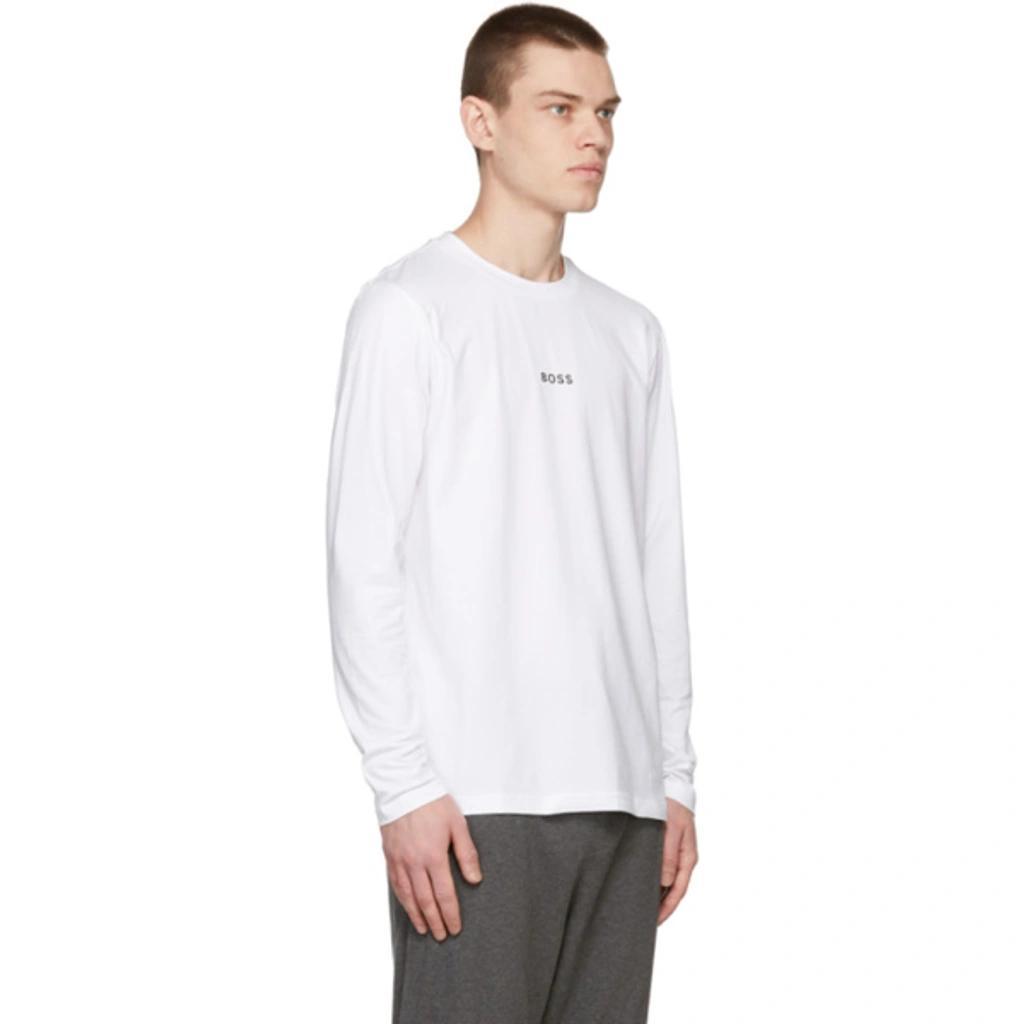 White Cotton Long Sleeve T-shirt In 100 White Product Image