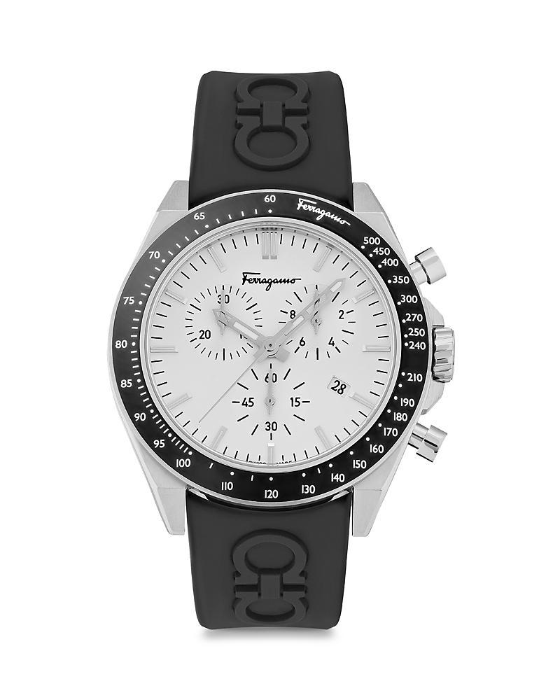 FERRAGAMO Chronograph Silicone Strap Watch, 43mm Product Image