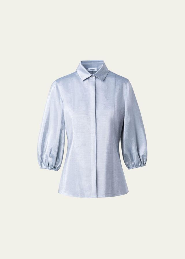 Akris punto Metallic Puff Sleeve Button-Up Shirt Product Image