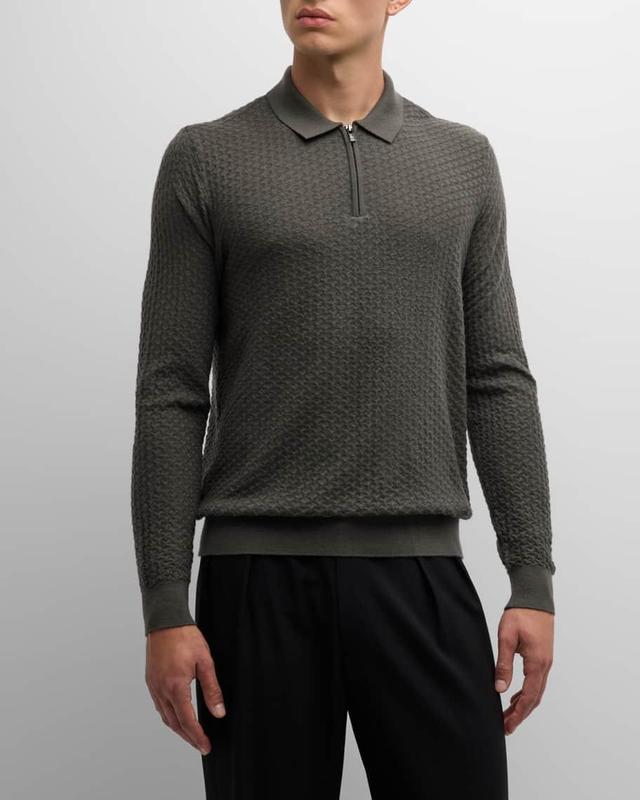 Mens Textured Quarter-Zip Polo Sweater Product Image