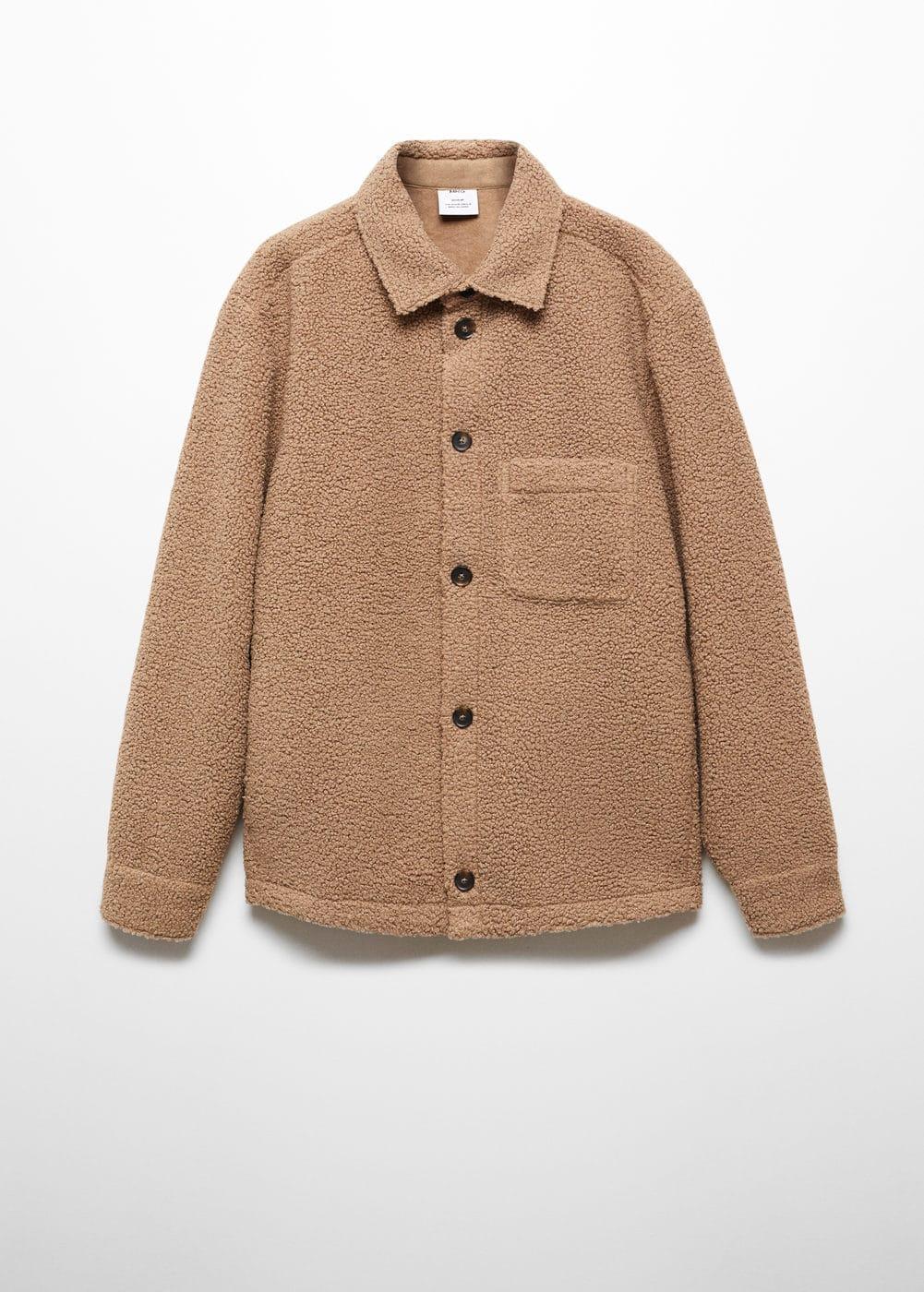 MANGO MAN - Shearling overshirt with pocket medium brownMen Product Image