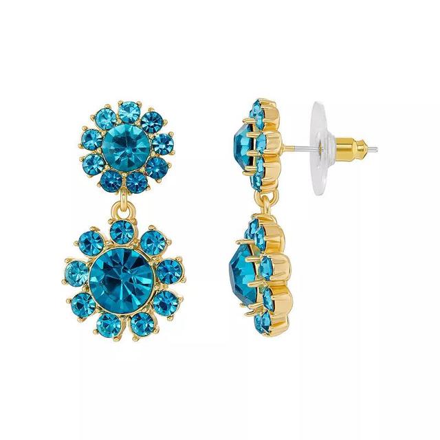 Emberly Gold Tone Purple Double Flower Drop Earrings, Womens, Blue Product Image