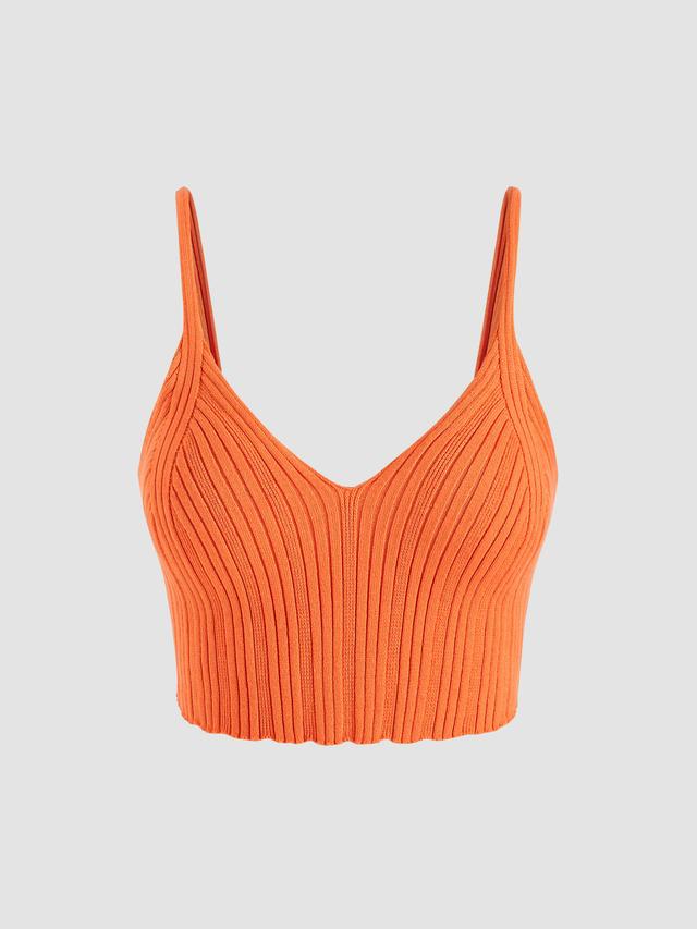 Solid Rib Knit Crop Tank Top Product Image