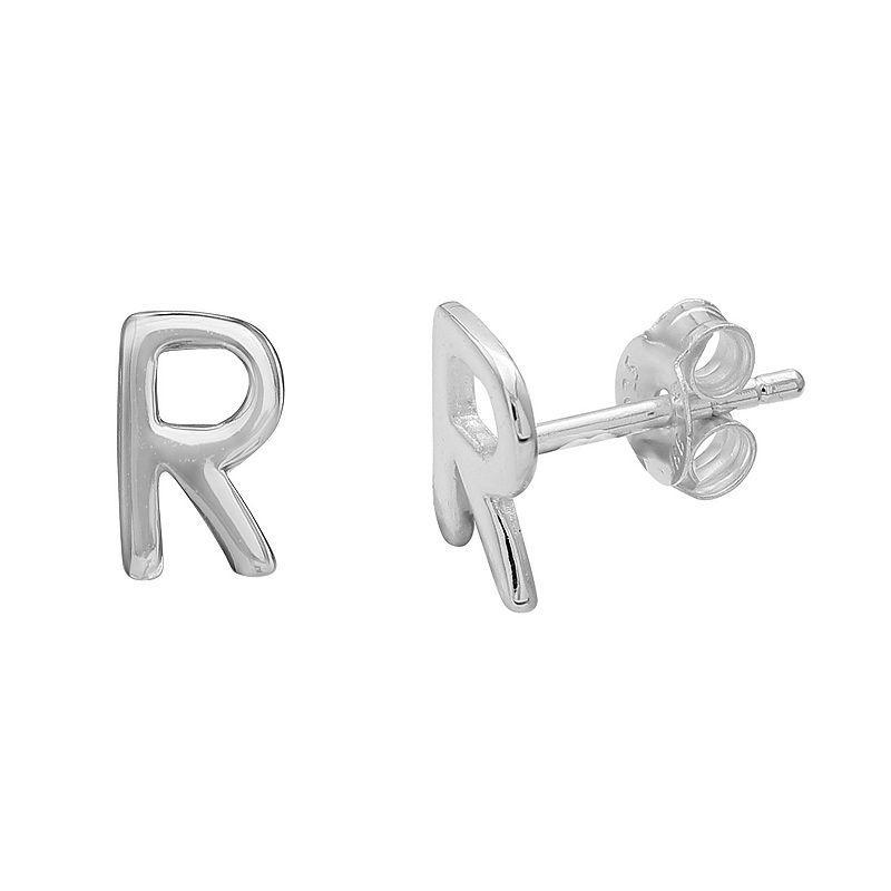 PRIMROSE Sterling Silver Initial Stud Earrings, Womens, Silver Tone C Product Image