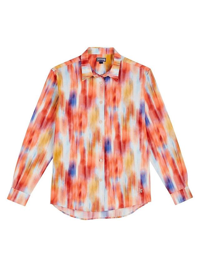 Womens Fondoir Blurred Floral Cotton-SIlk Button-Front Shirt Product Image