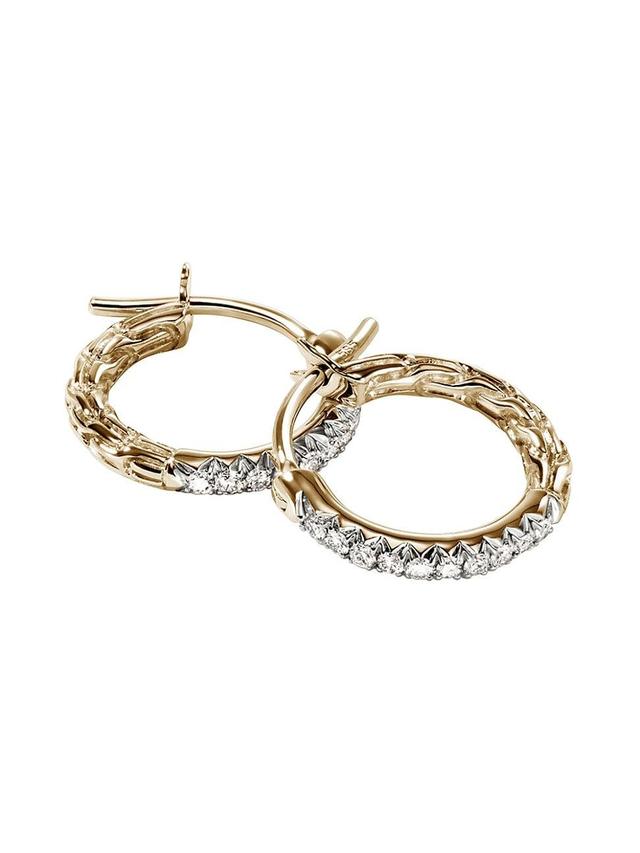 Womens JH Essentials 14K Yellow Gold & 0.16 TCW Diamond Pav Hoop Earrings Product Image