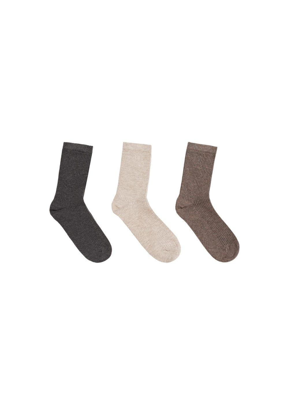 MANGO - 3-pack of ribbed cotton socks - One size - Women Product Image