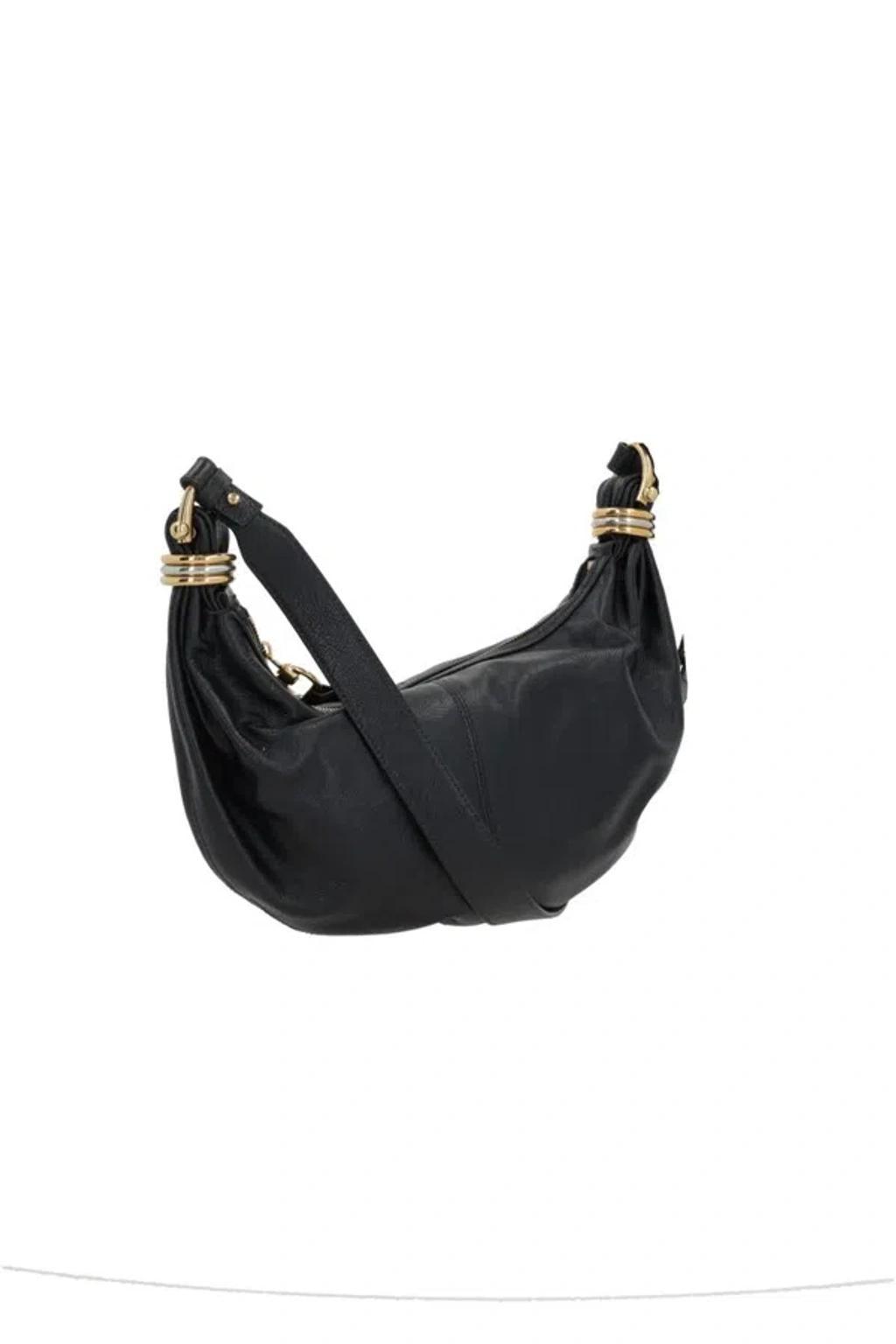 Bracelet Grained Leather Top Handle Bag In Black Product Image