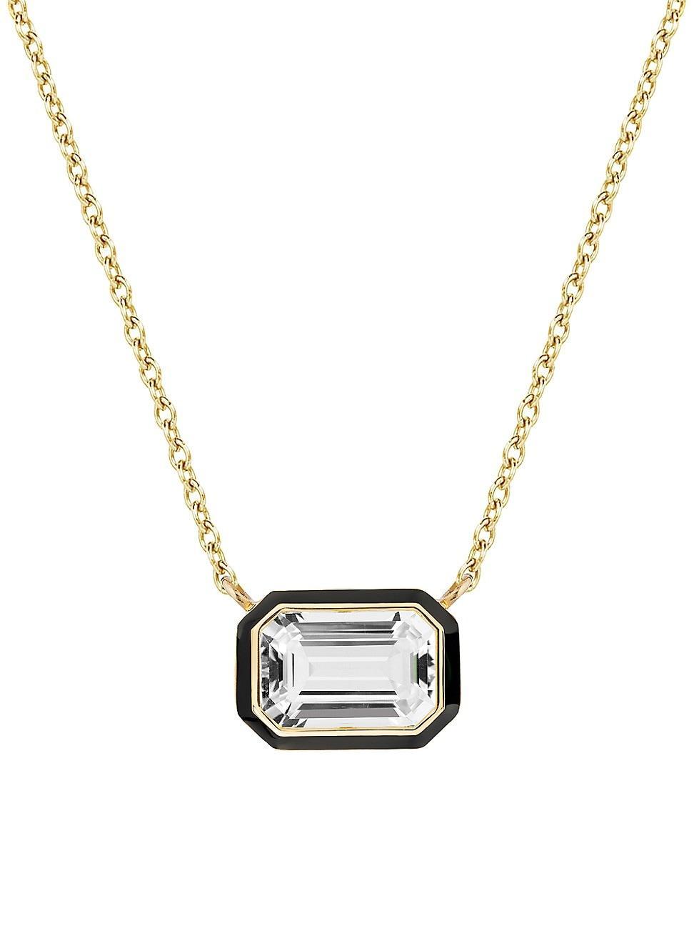 Womens Queen 18K Yellow Gold, Rock Crystal, & Enamel Pendant Necklace Product Image