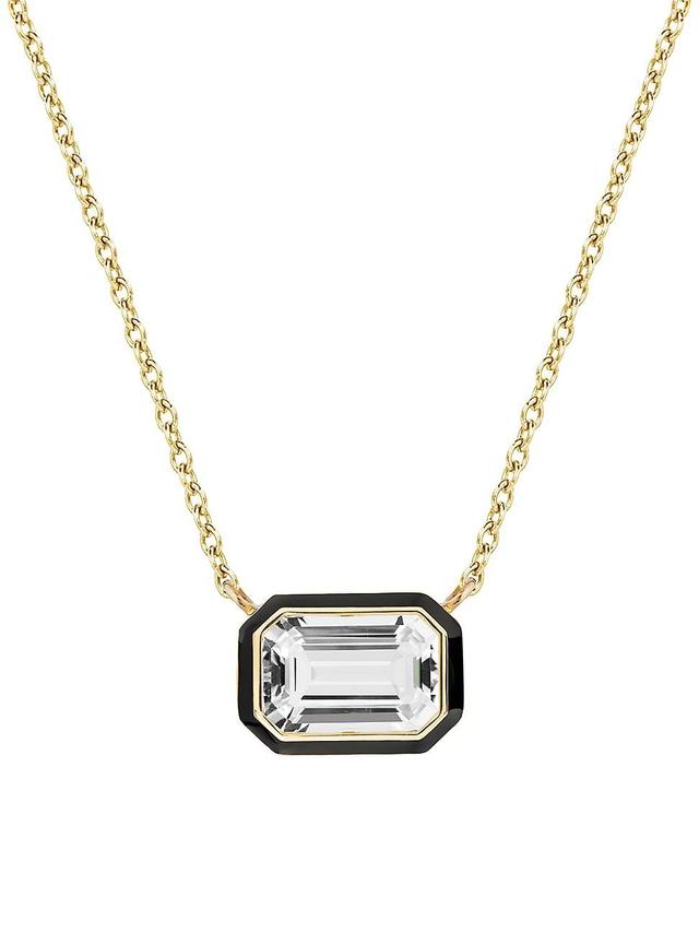 Womens Queen 18K Yellow Gold, Rock Crystal, & Enamel Pendant Necklace Product Image