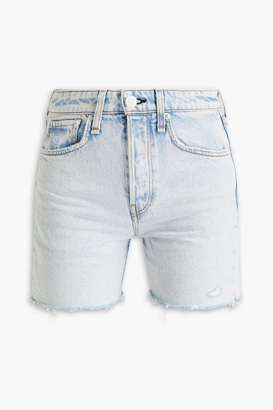 Maya Distressed Denim Shorts In Light Denim product image