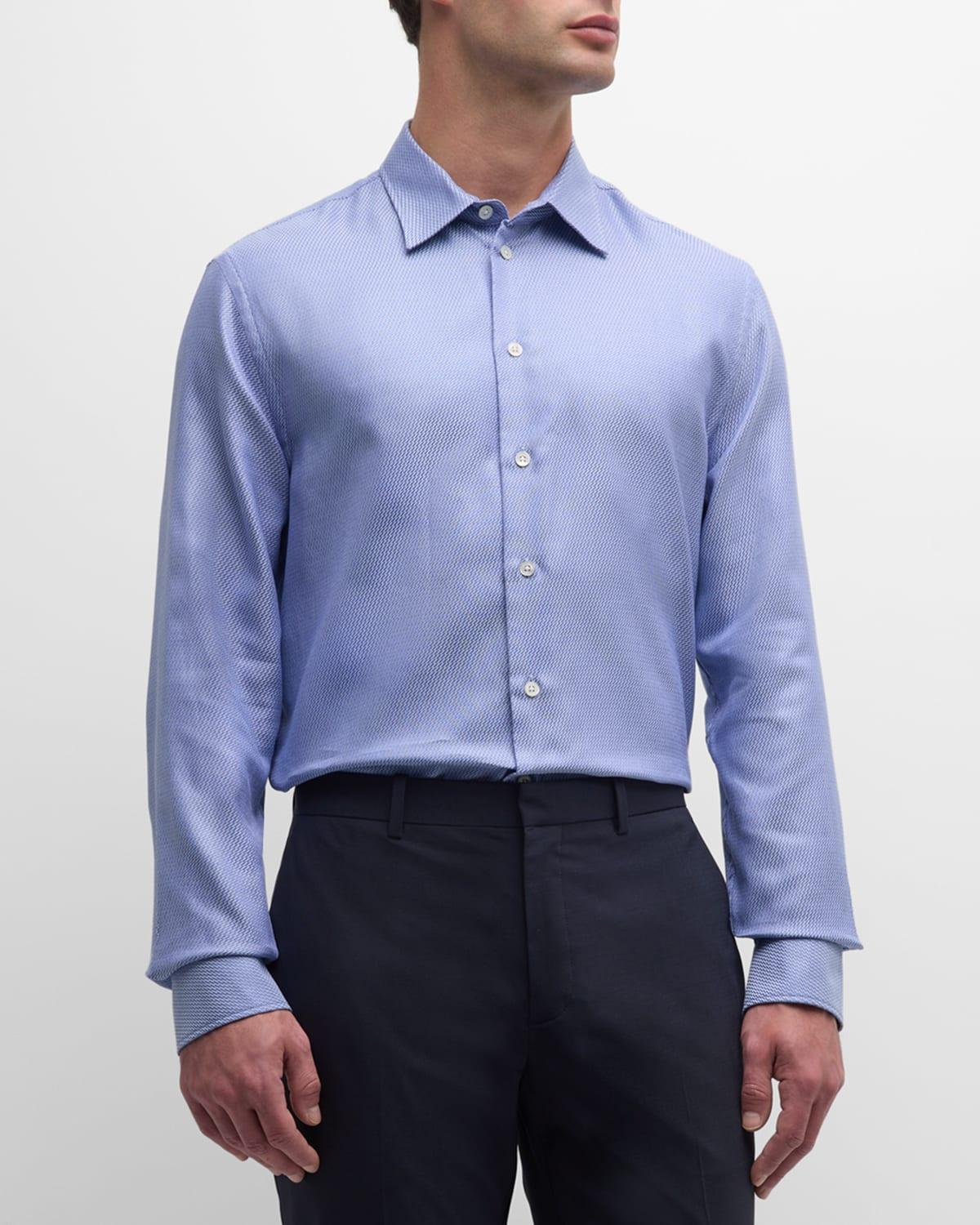 Emporio Armani Microgeometric Print Cotton Button-Up Shirt Product Image