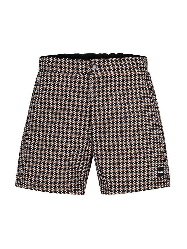 Mens Quick-Drying Swim Shorts With Hounstooth Pattern Product Image