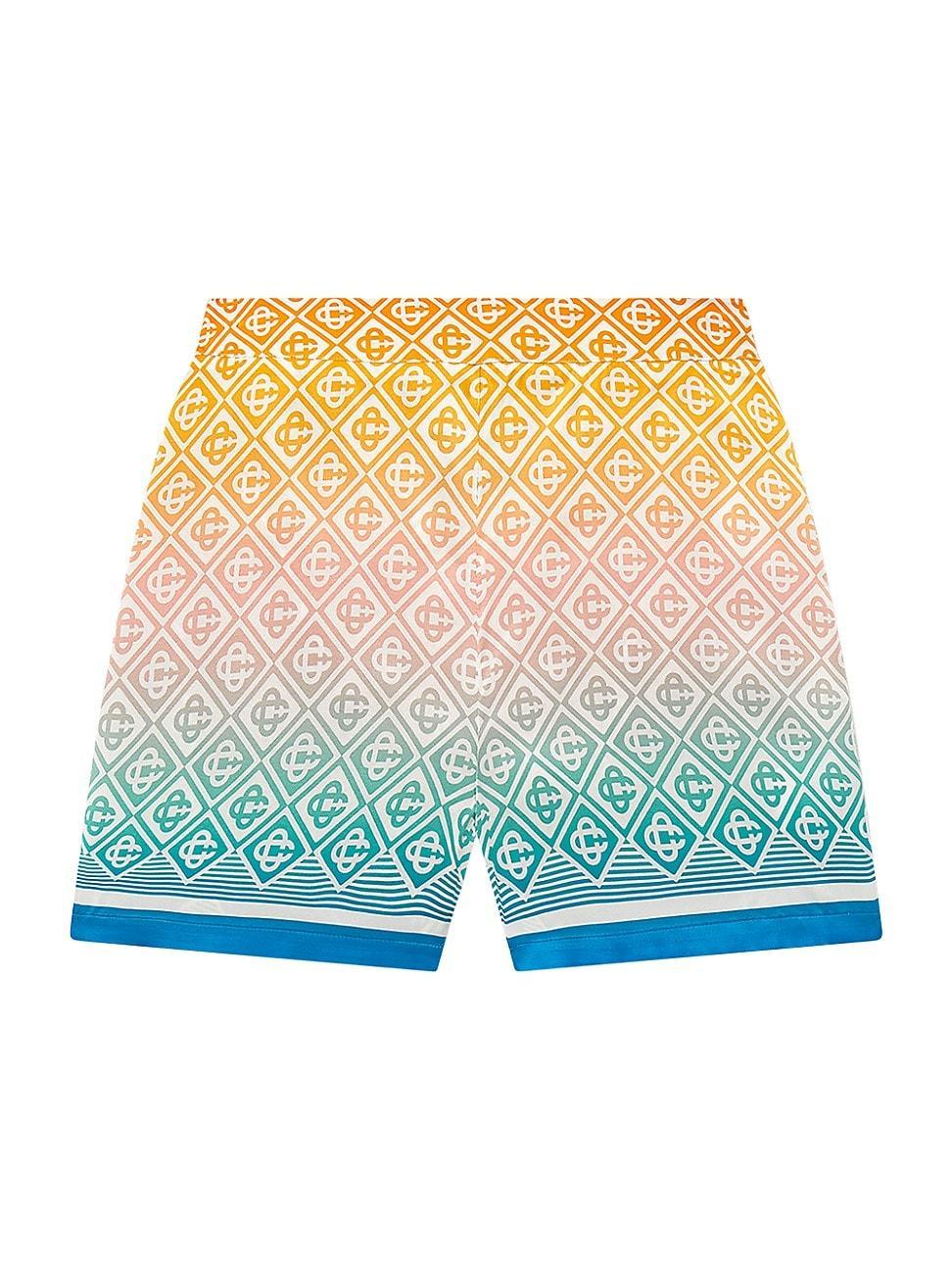 Womens Geometric Print Silk Shorts Product Image