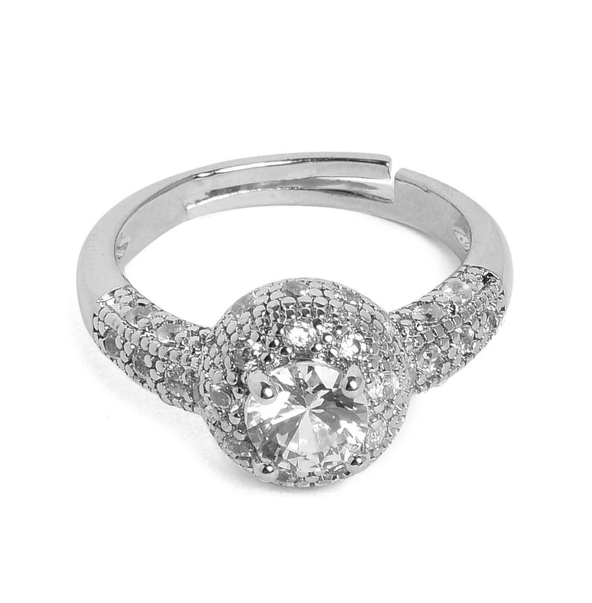 Sohi Womens Silver Crystal Cocktail Ring Product Image