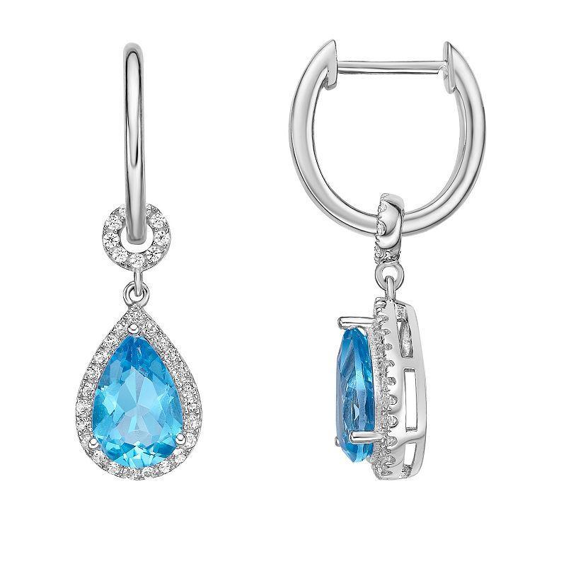 Gemminded Silver ISQA Blue Topaz & White Topaz Earrings, Womens Product Image