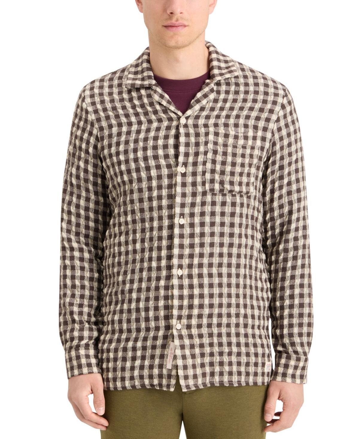 Scotch & Soda Mens Relaxed Fit Seersucker Long Sleeve Button-Front Check Shirt Product Image