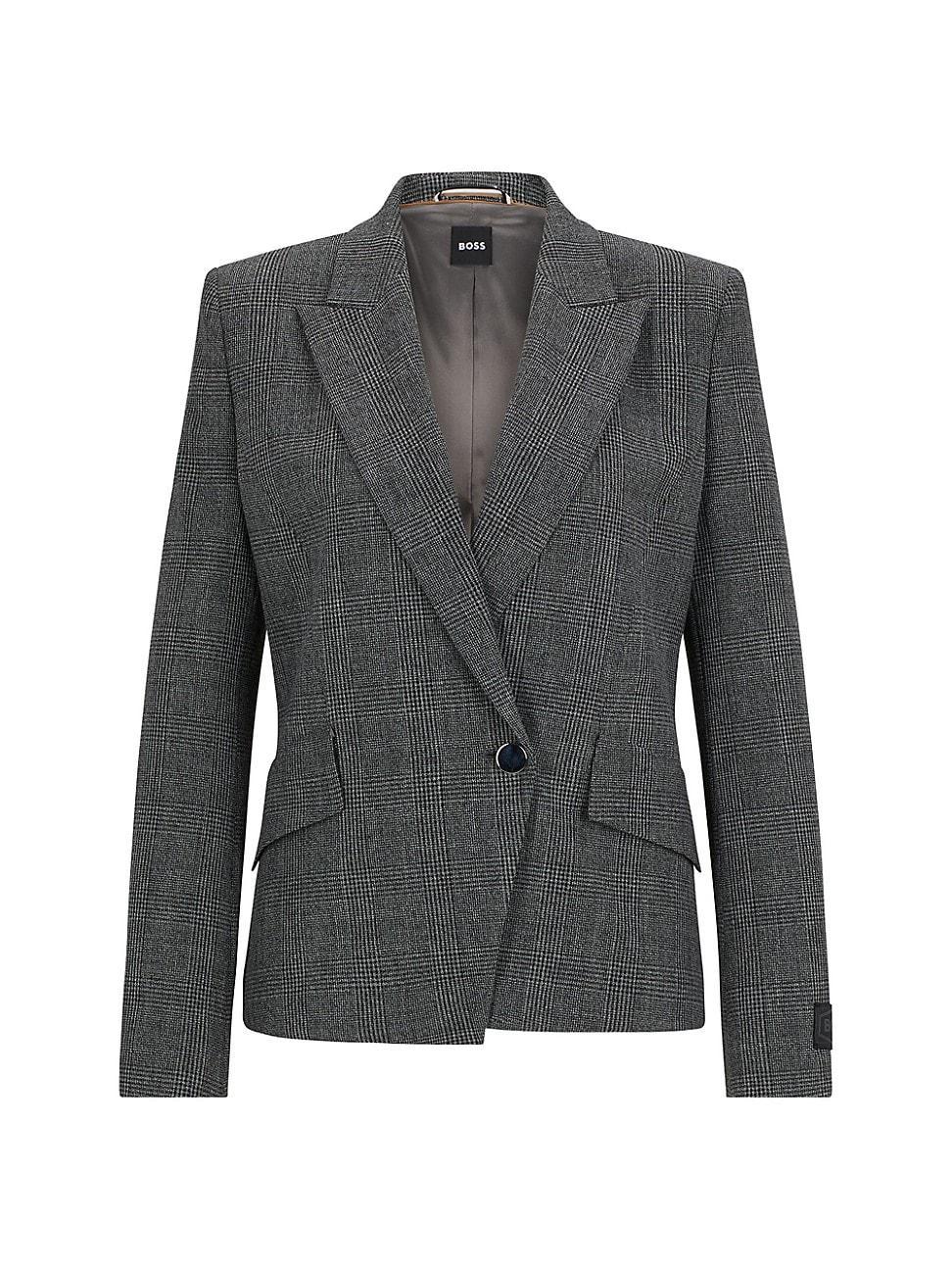 Womens Regular Fit Jacket in Checked Fabric Product Image