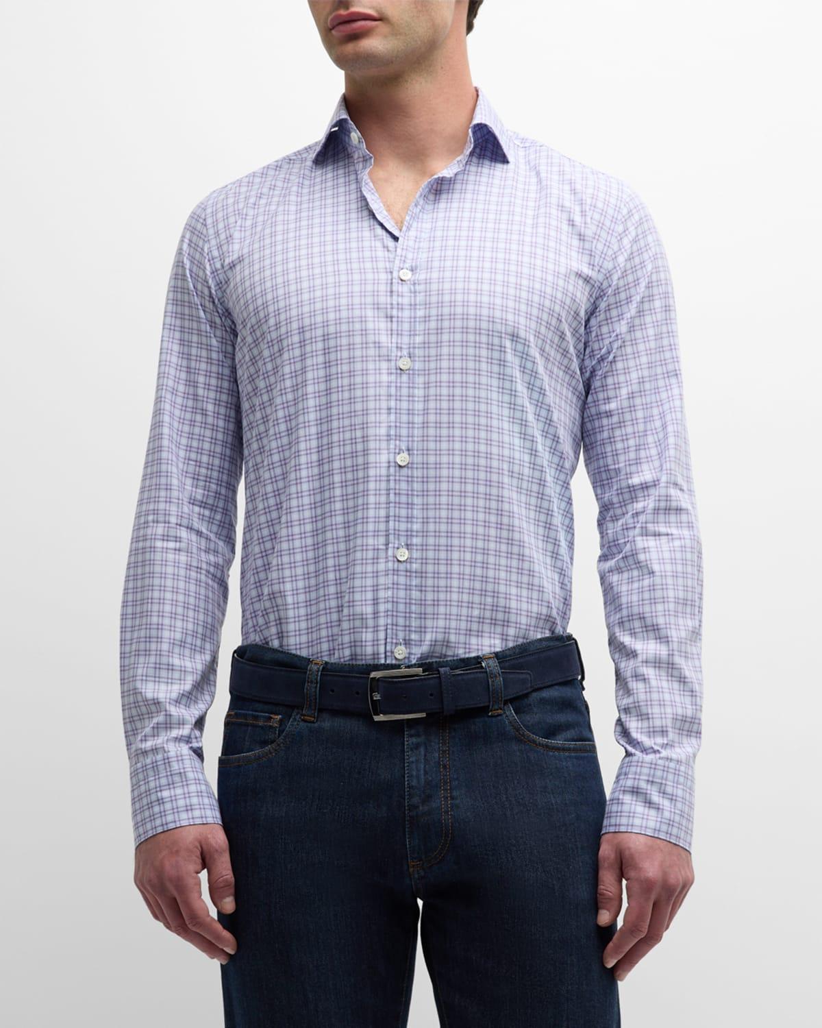 Mens Cotton Check Sport Shirt Product Image