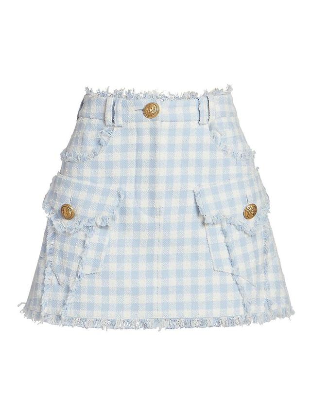 Womens Vichy Gingham Tweed Trapeze Miniskirt Product Image