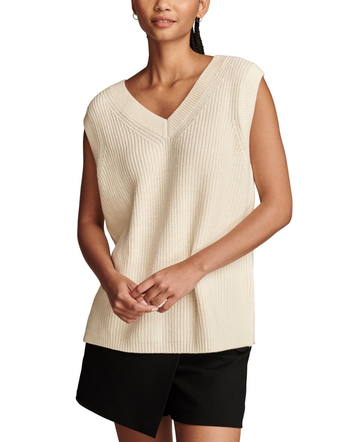 Lucky Brand Womens V-Neck Extended-Shoulder Sweater Vest product image