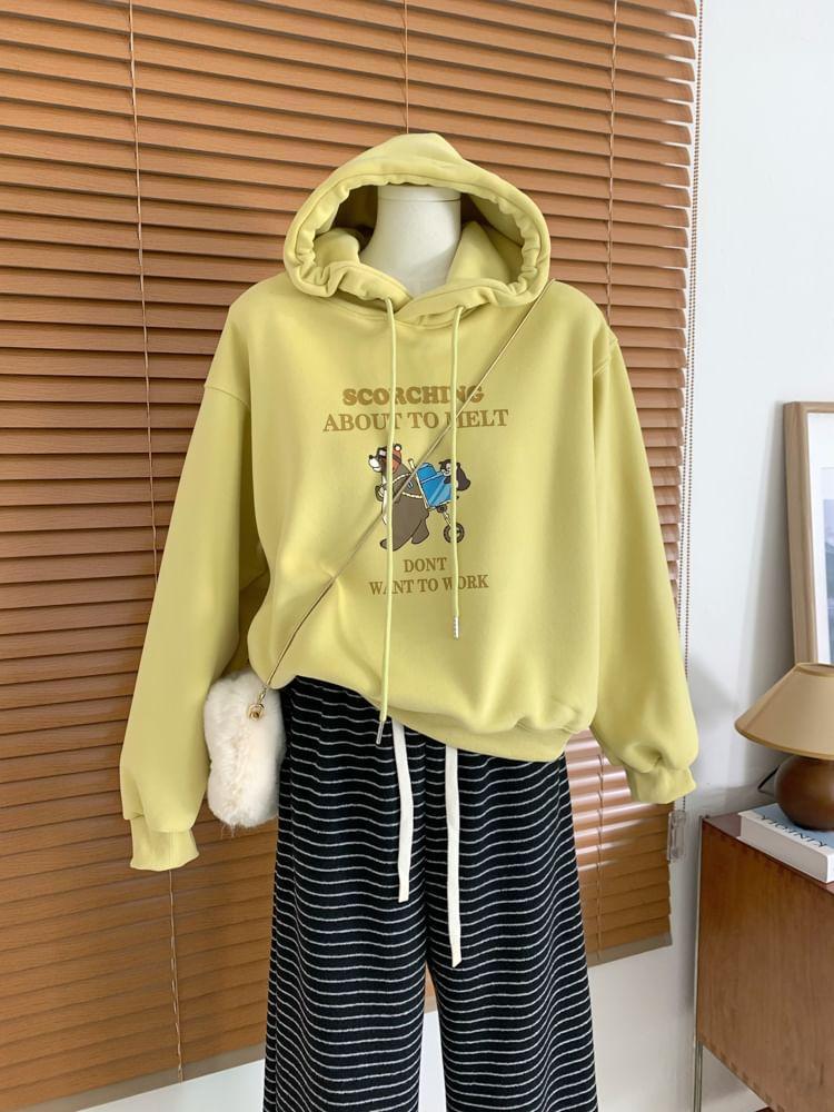 Bear Print Loose Fit Hoodie product image