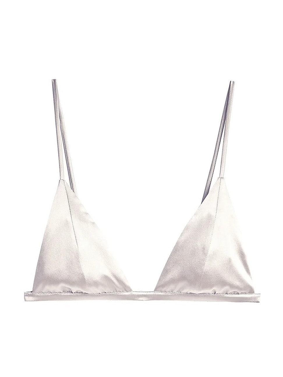 fleur du mal Luxe Triangle Bra in White. Product Image