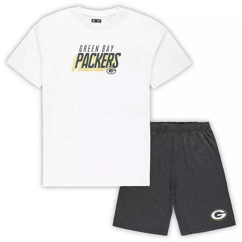 Mens Concepts Sport /Charcoal Green Bay Packers Big & Tall T-Shirt and Shorts Set Product Image