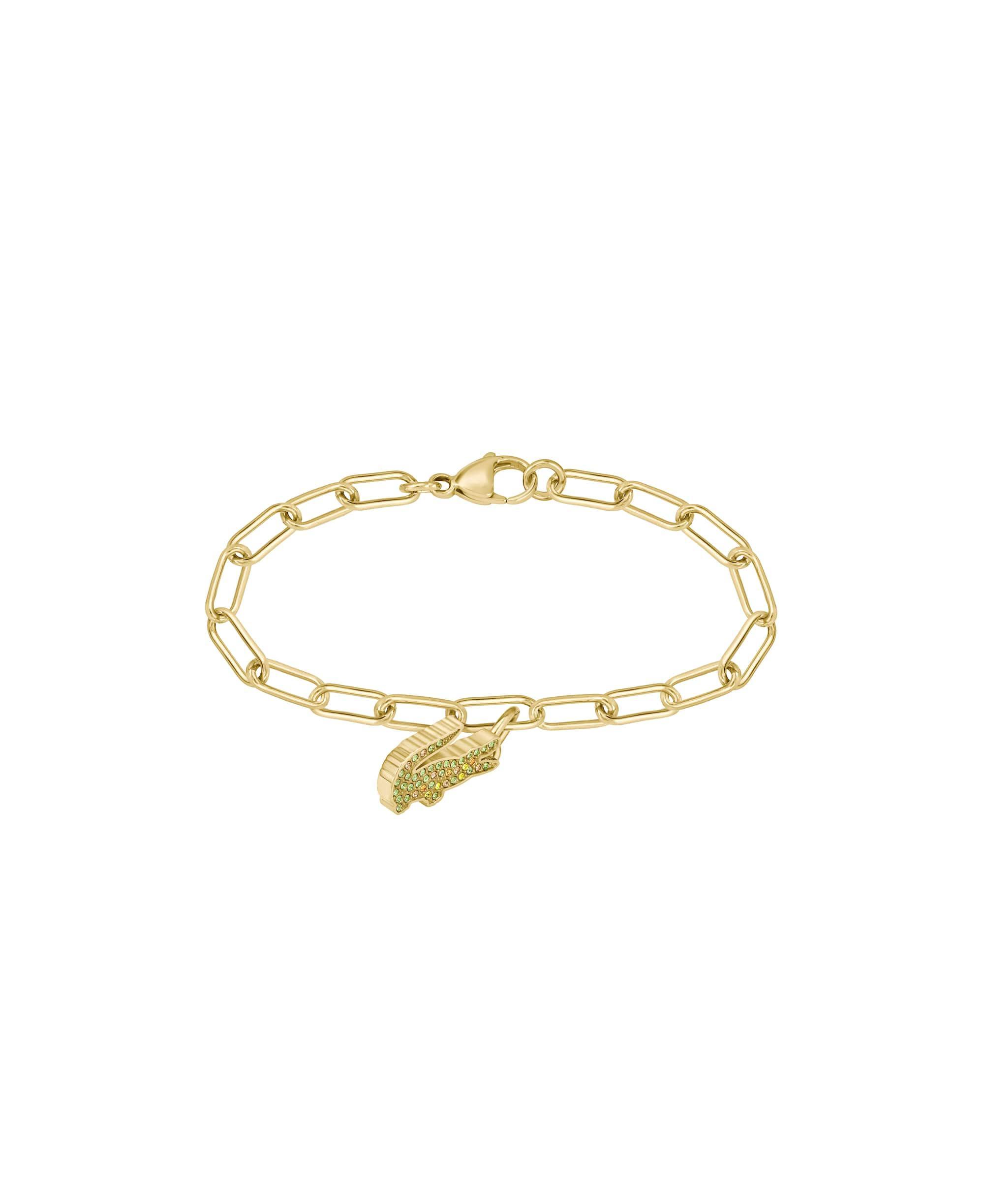 Women's Pink Crystal Croc Pendant Gold Bracelet Product Image