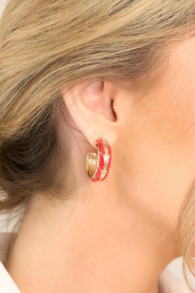 Moments Of Love Red Hoop Earrings Product Image